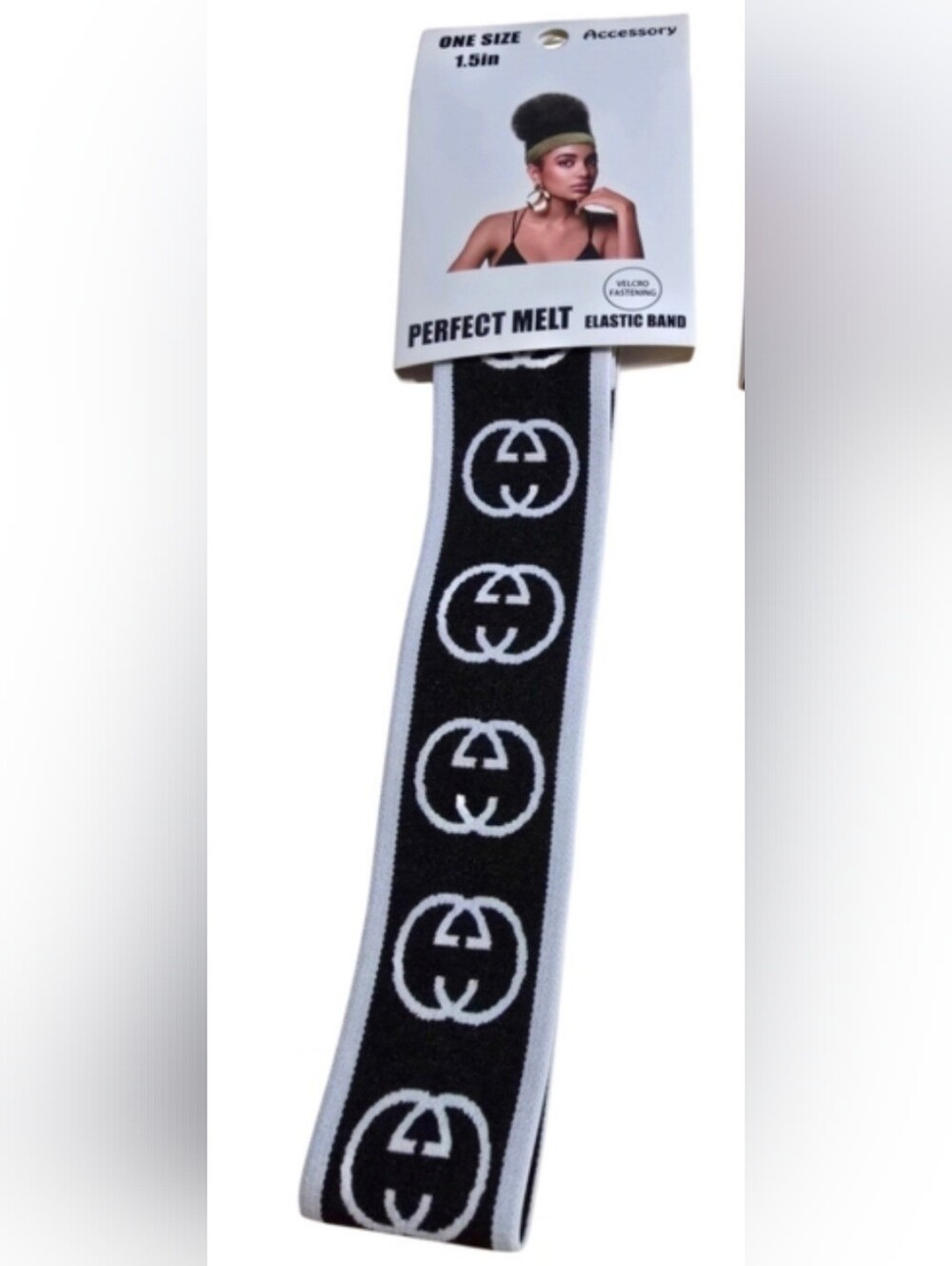 Perfect Melt Black & White Logo Elastic Headband - One Size
